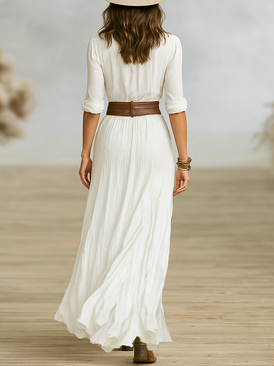 Chlorelle – Bohemian Button Front Maxi Dress