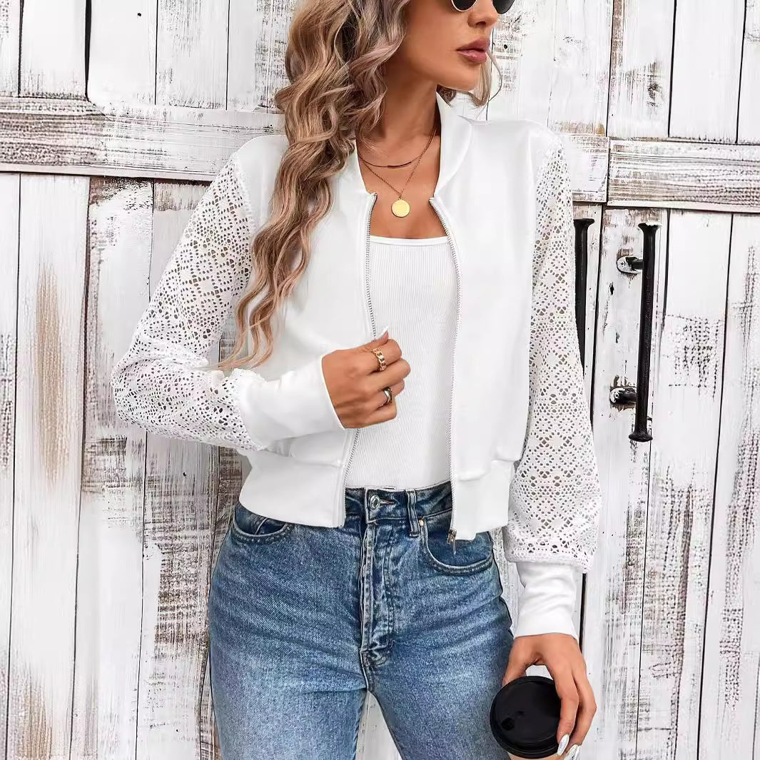 Miravella - Damen Spitzen Bomberjacke mit elastischen Bündchen