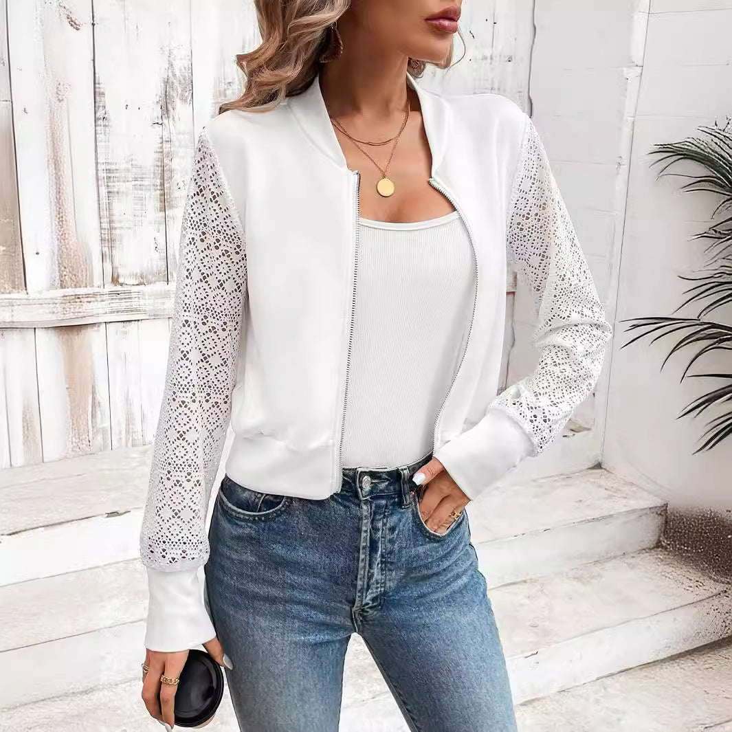 Miravella - Damen Spitzen Bomberjacke mit elastischen Bündchen