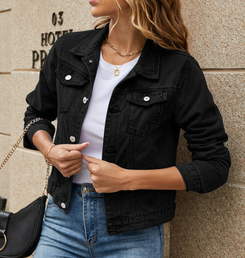 Velmirah - Womens Modern Cut Denim Jacket With Pockets