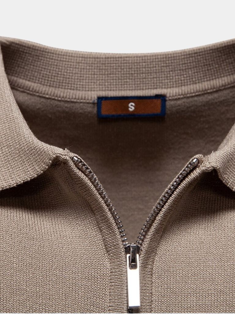 Melgior – Slim Fit cipzáras galléros csíkos pólóing