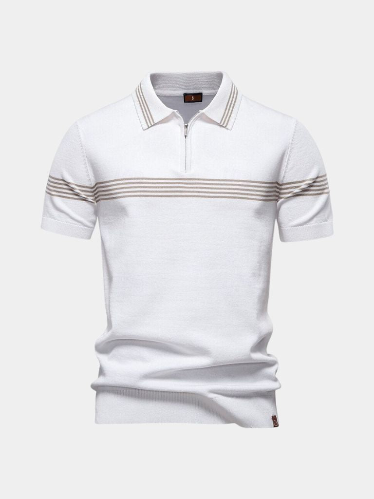 Melgior – Slim Fit cipzáras galléros csíkos pólóing