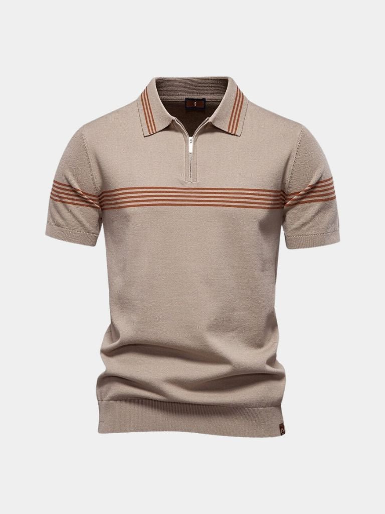 Melgior – Slim Fit cipzáras galléros csíkos pólóing
