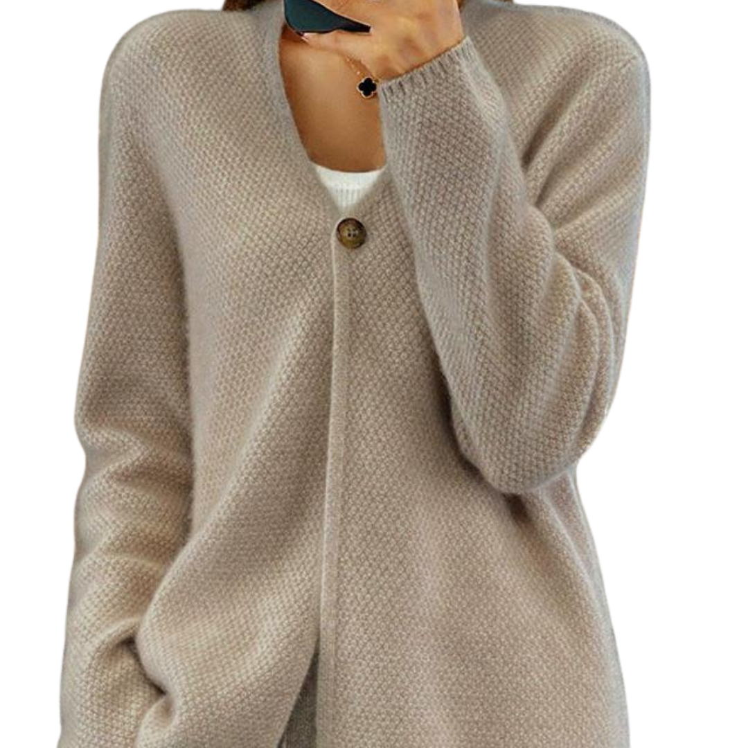 Anneliese – Damski sweter rozpinany z dekoltem w serek