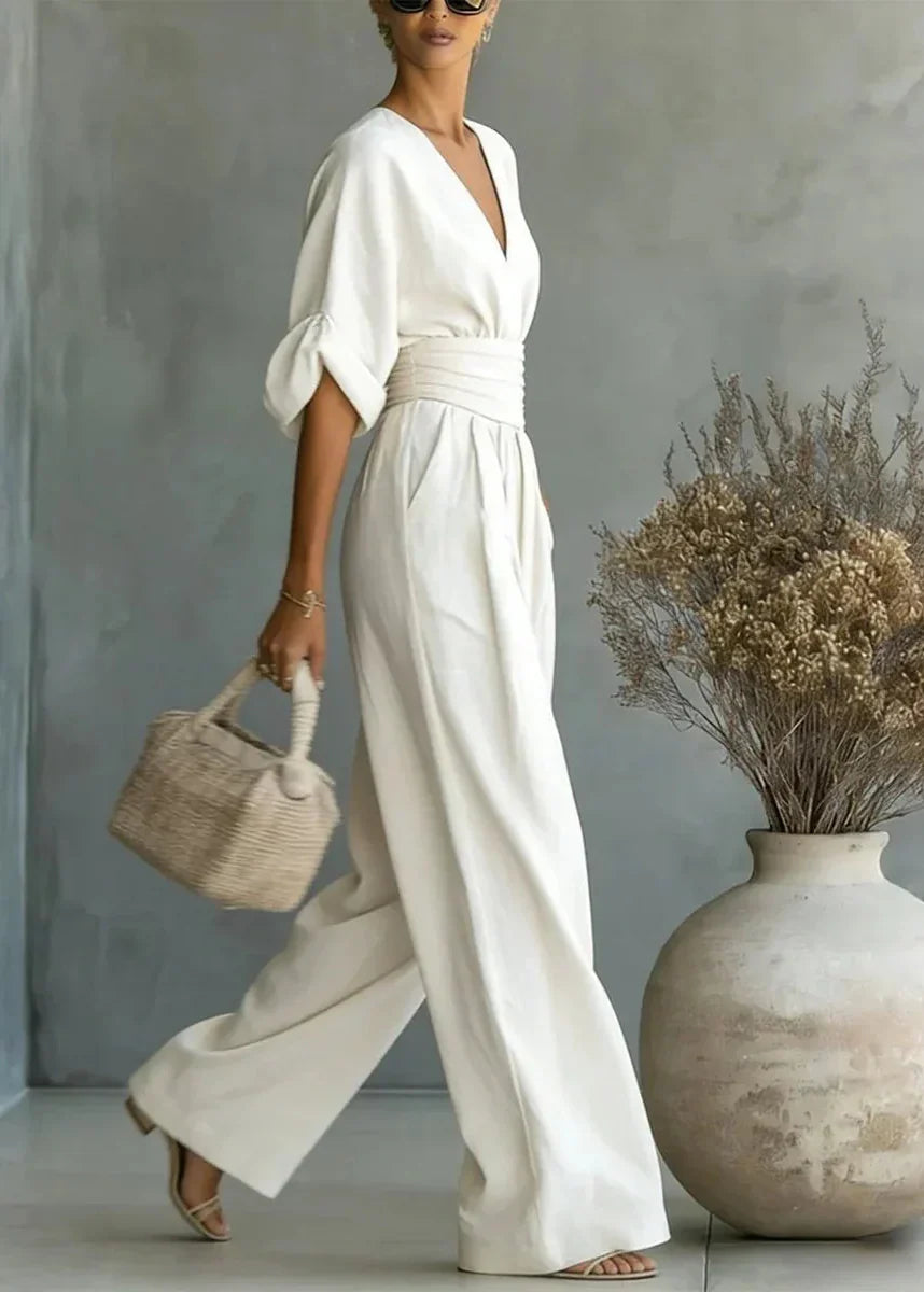 Elisira – Elegant V Neck Fluid Womens Jumpsuit