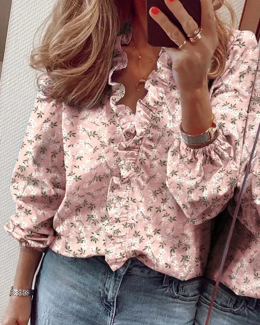 Hannelle – Elegant Ruffle Wrap Blouse Women