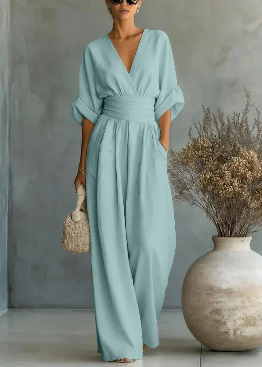 Elisira – Elegant V Neck Fluid Womens Jumpsuit