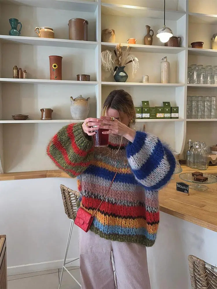 Maricel – Női Merész Többszínű Mohair Pulóver