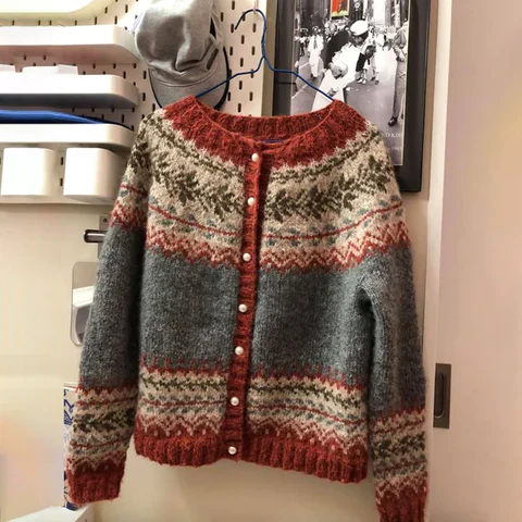 Rosaline – Cardigã Feminino Vintage de Malha com Botões
