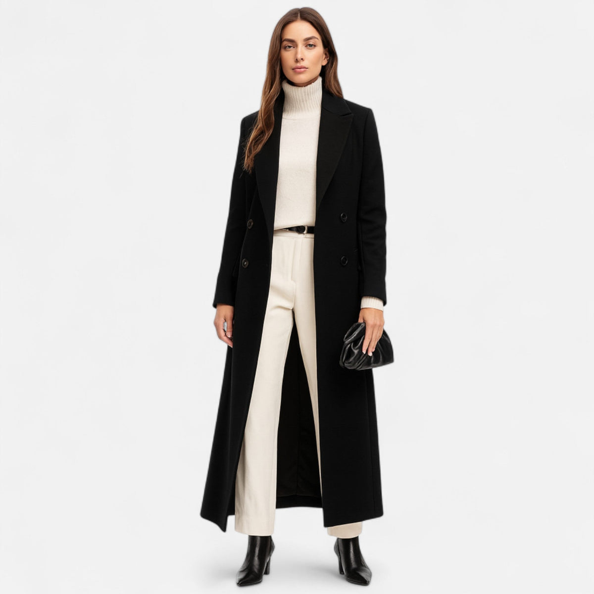Sobretudo longo maxi feminino – corte sob medida em preto