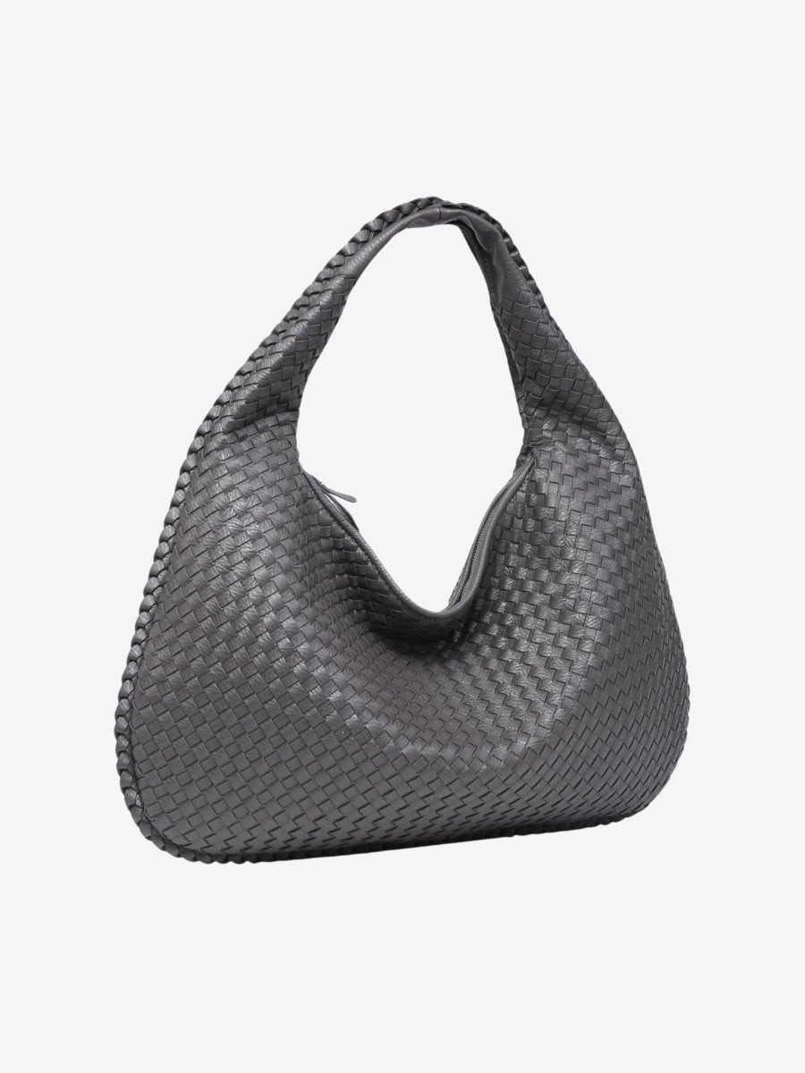 Lorna - Woven Leather Crescent Hobo Shoulder Bag