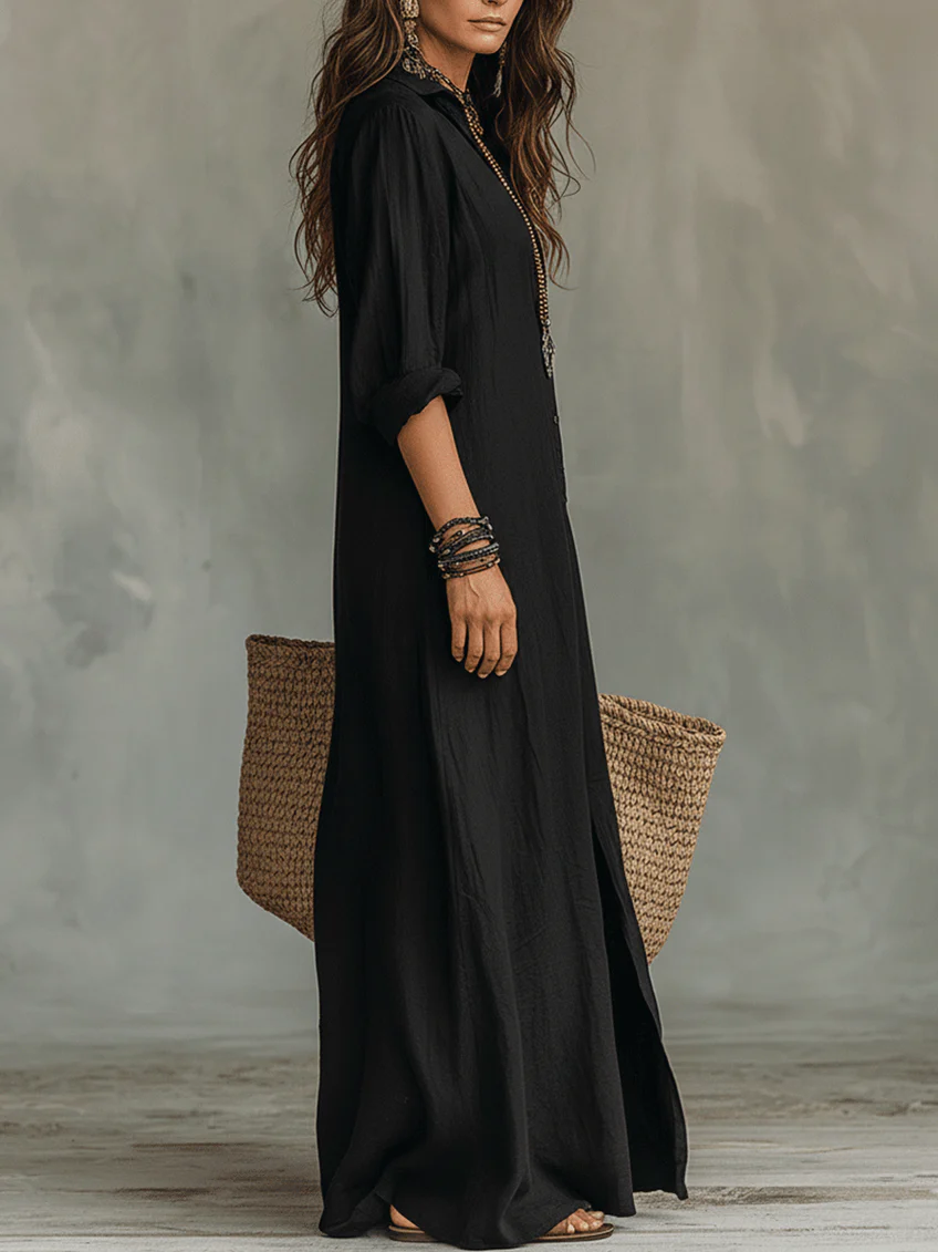 Soline – Maxikleid mit lockerem Schnitt und Knöpfen