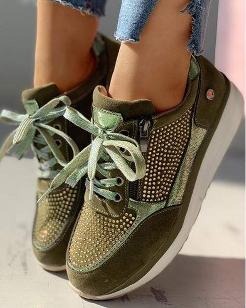 Evelis - Zapatillas de plataforma con cordones para mujer