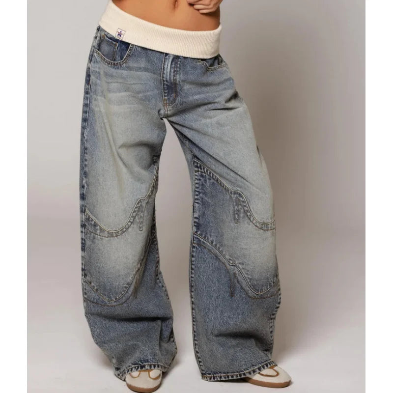 Nalora – Women’s Wide-Leg Trousers with Contrast Waistband