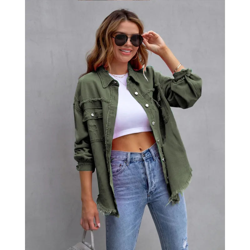 Ismeriah - Womens Oversized Cotton Denim Jacket