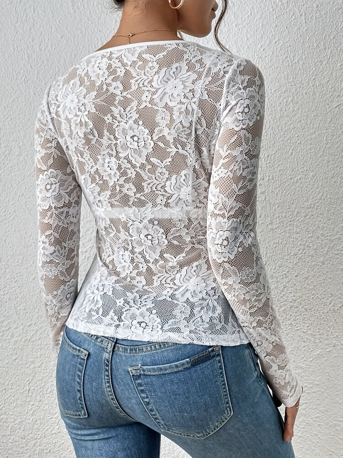 Elaraine – Women Lace V Neck Blouse