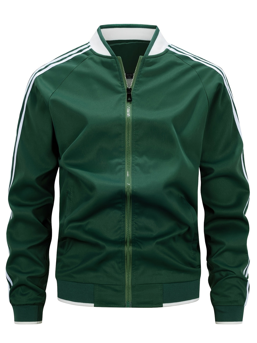 Herren-Bomberjacke – Baseballkragen mit gestreiften Ärmeln