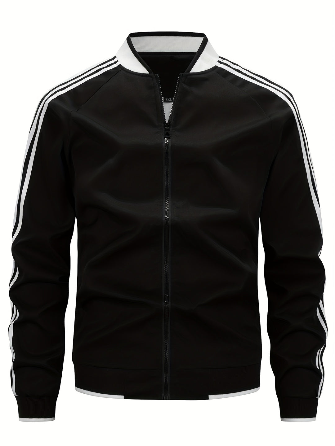 Herren-Bomberjacke – Baseballkragen mit gestreiften Ärmeln