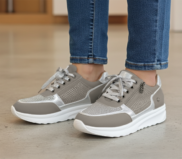 Evelis - damskie sneakersy na platformie z wiązaniem na sznurowadła