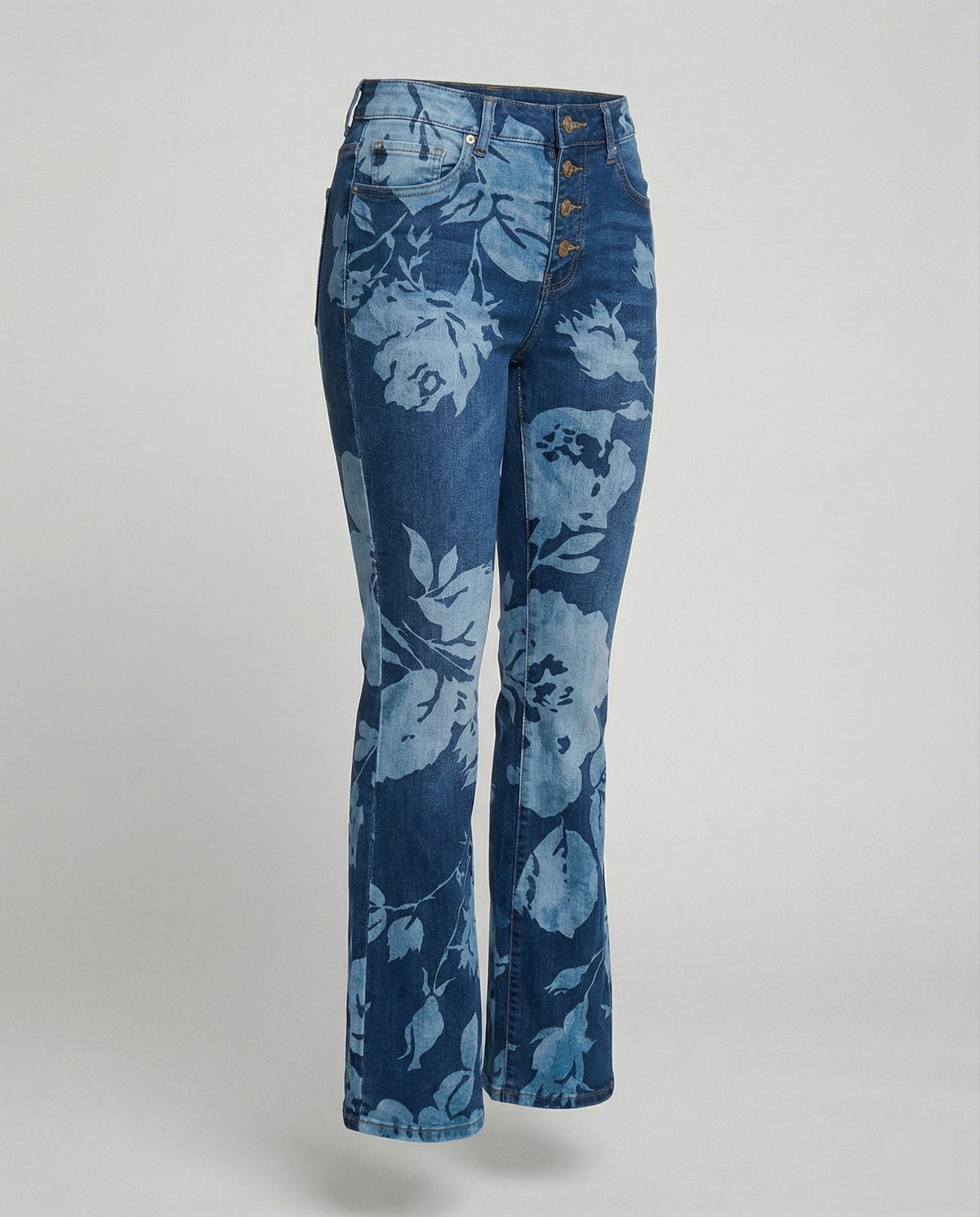 Elmirra - Womens Flared Jeans With Four Button Detail