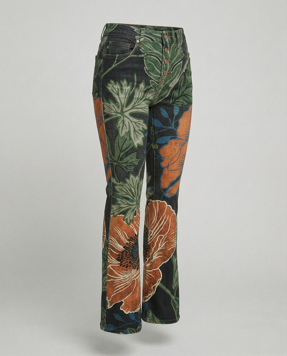 Elmirra - Womens Flared Jeans With Four Button Detail