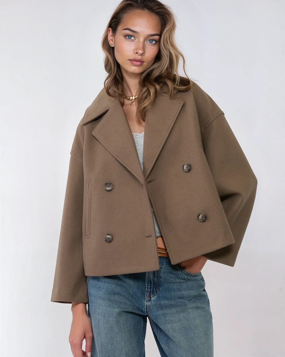 Cavirelle - Womens Short Wool Wrap Jacket