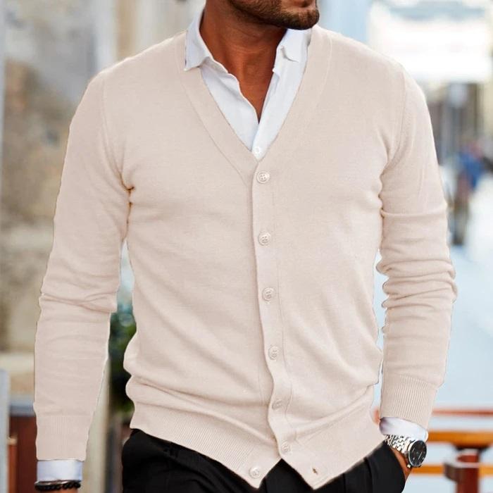 Herren Strickweste - Cardigan mit Knopfleiste und langen Ärmeln