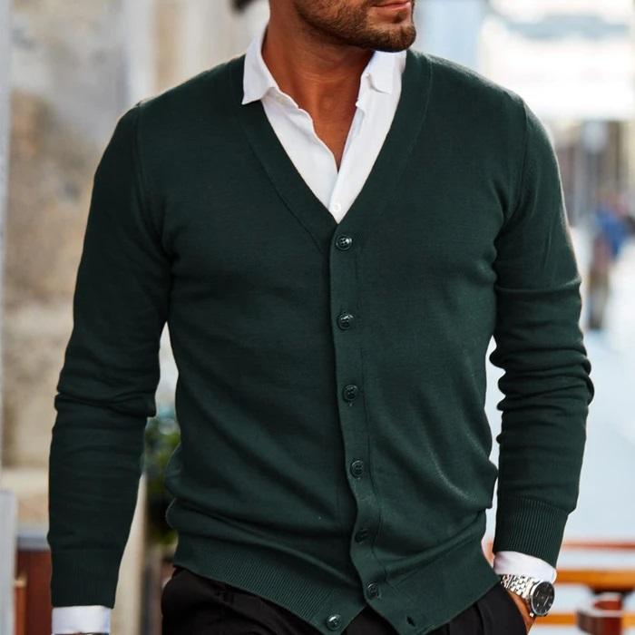 Herren Strickweste - Cardigan mit Knopfleiste und langen Ärmeln