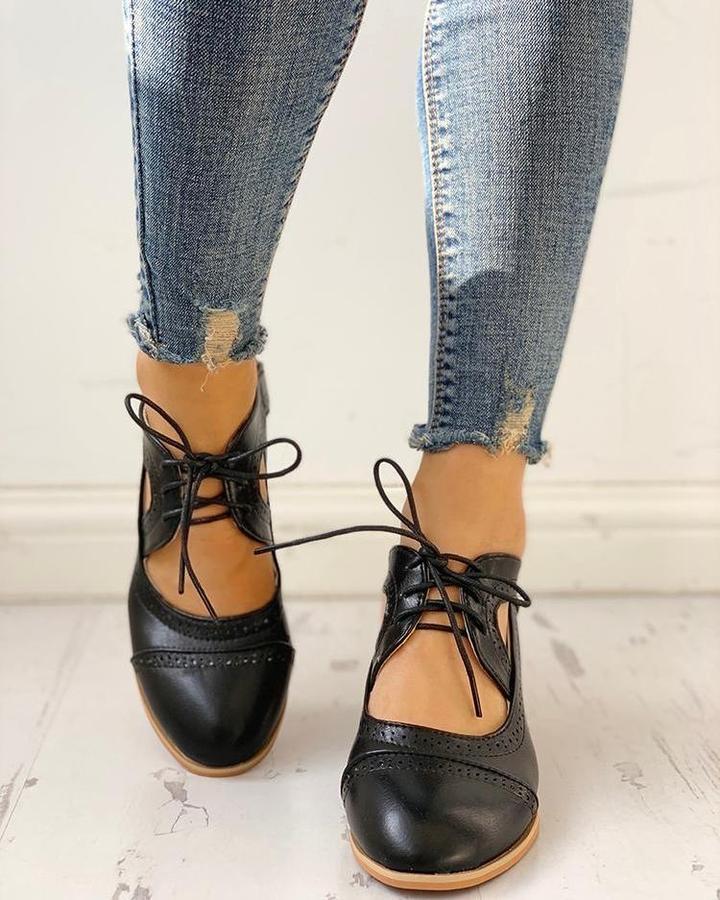 Rowena – Scarpe da donna con tacco e cinturino a T allacciate in pizzo