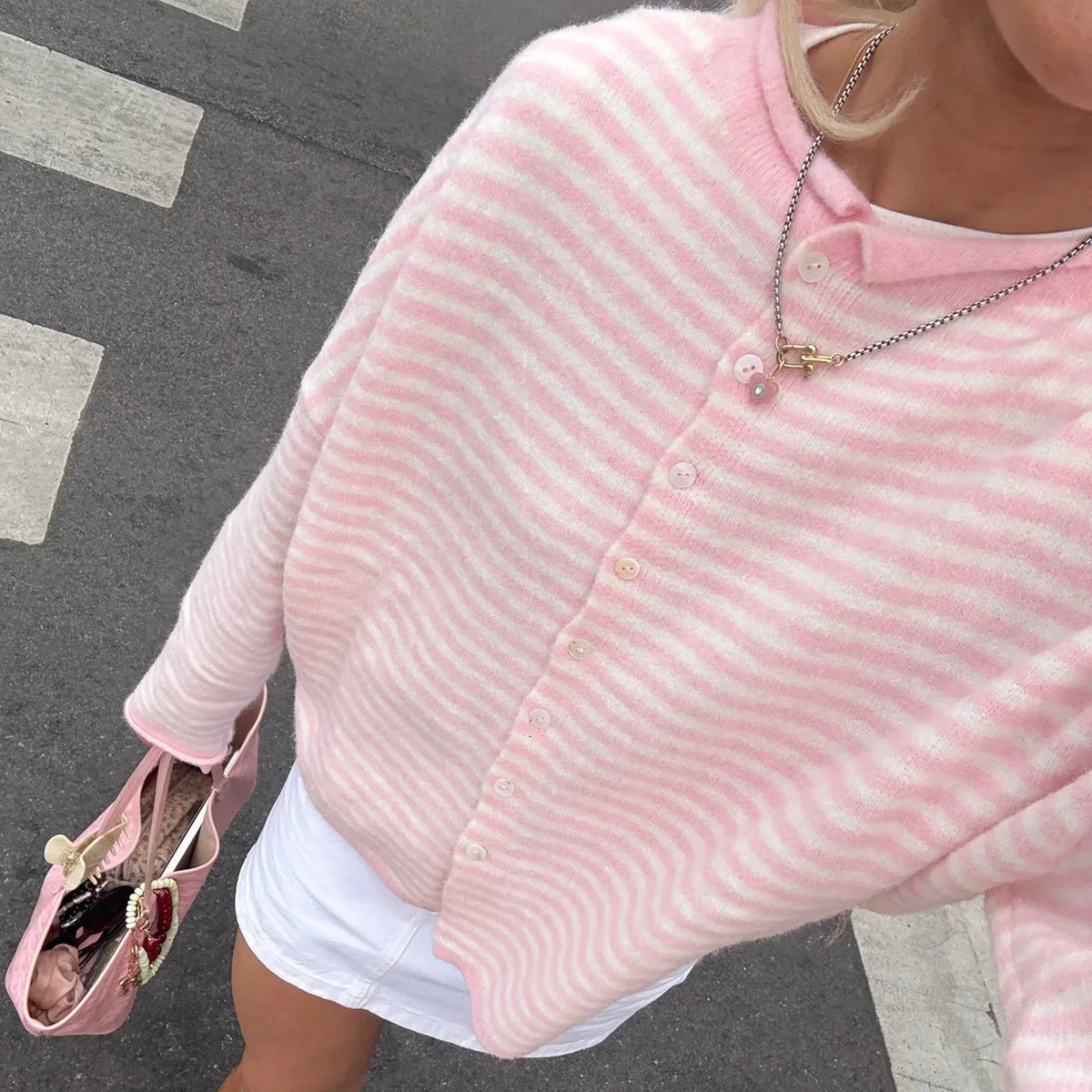 Julienne – Women's Striped Button Front Cardigan Sweater