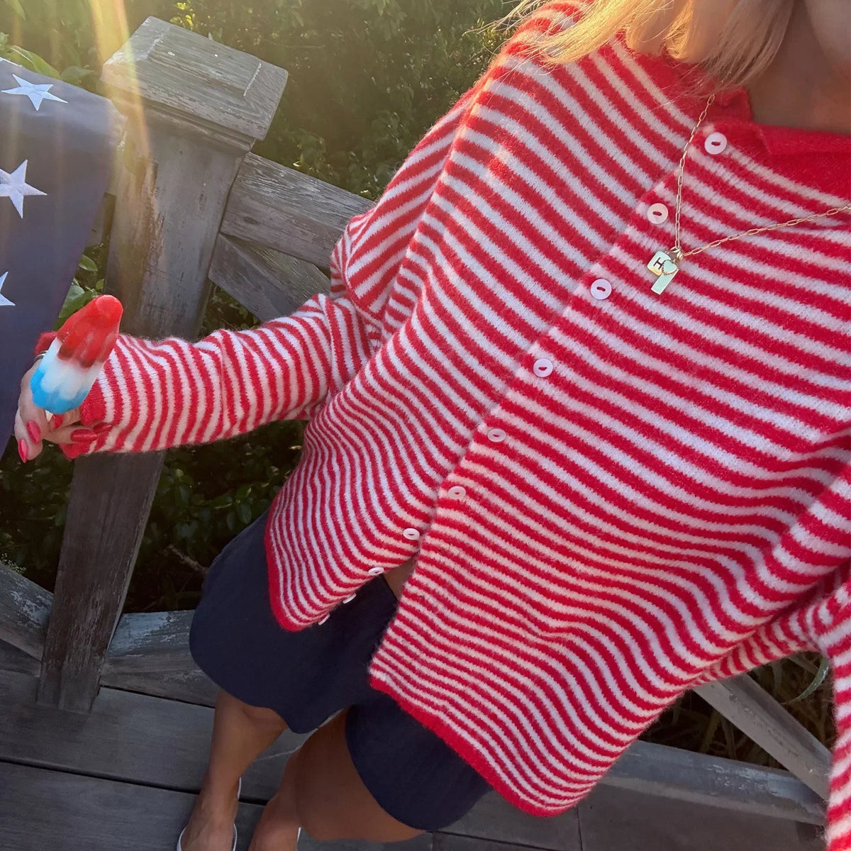 Julienne – Women's Striped Button Front Cardigan Sweater