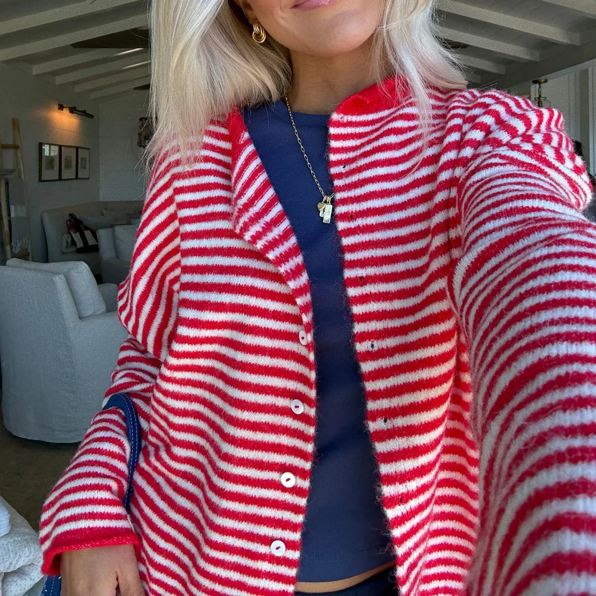 Julienne – Women's Striped Button Front Cardigan Sweater